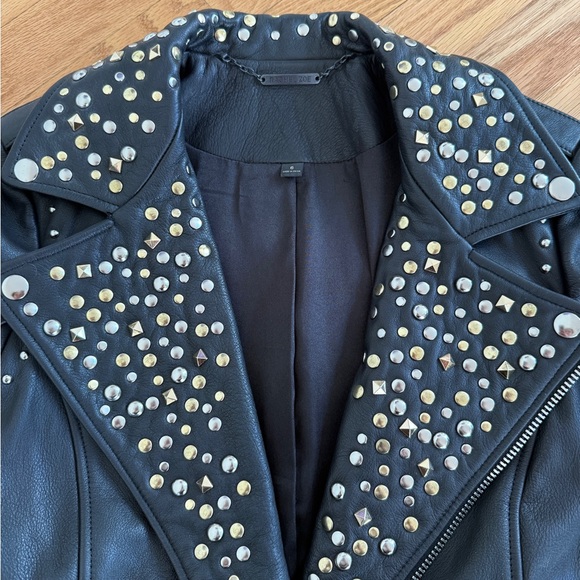 Rachel Zoe Black Leather Studded jacket size 6 - Picture 3 of 7